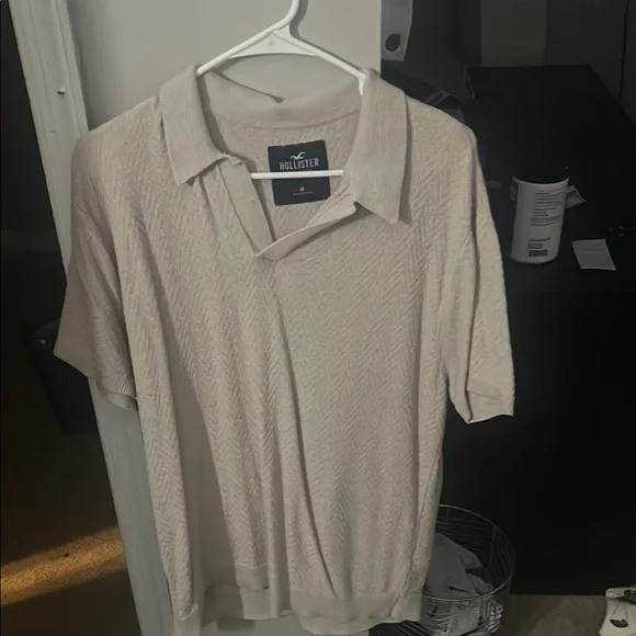 Hollister Cream Polo Shirt Classic Knit - Picture 1 of 1